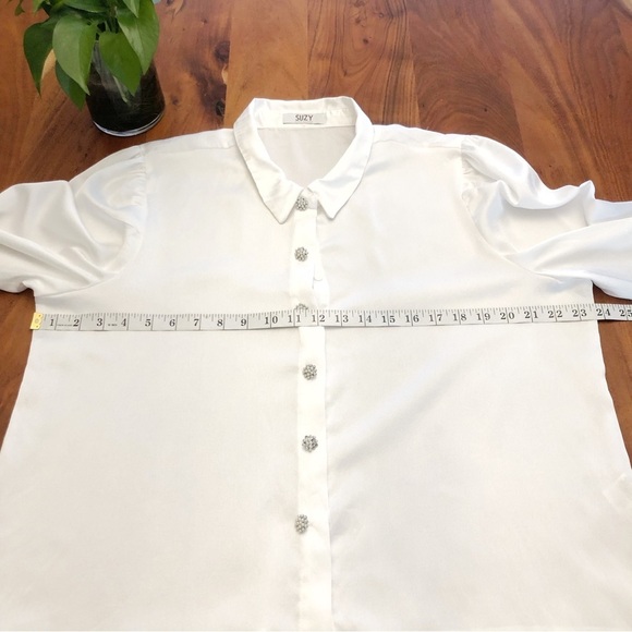 SUZY Vintage Minimalist silky White Oversized button down blouse shirt. XXL - Picture 13 of 14